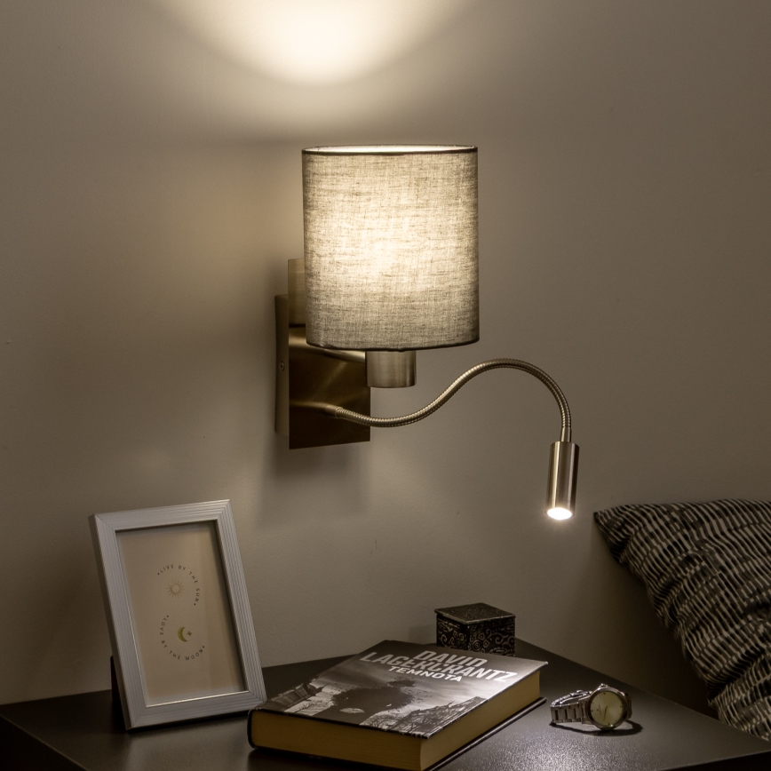 Brilagi - LED Candeeiro de parede flexível NUBILA 1xE27/25W/230V + LED/3W cromado mate/antracite