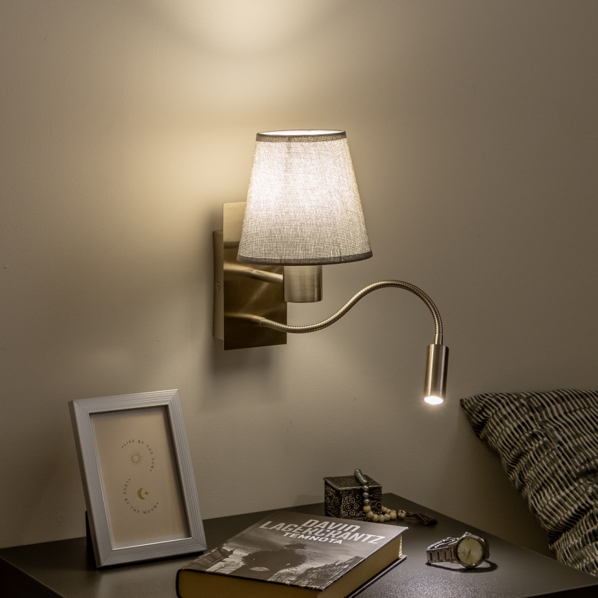 Brilagi - LED Candeeiro de parede flexível NUBILA 1xE27/25W/230V + LED/3W cromado mate/cinzento