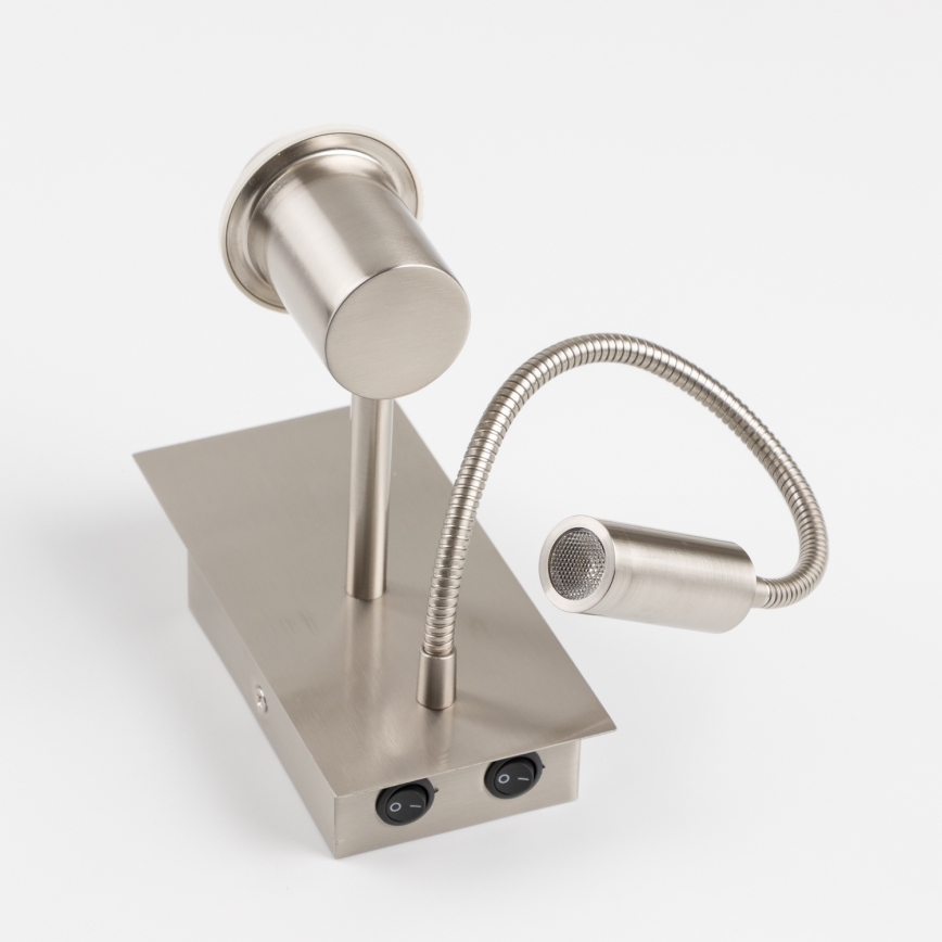 Brilagi - LED Candeeiro de parede flexível NUBILA 1xE27/25W/230V + LED/3W cromado mate/verde