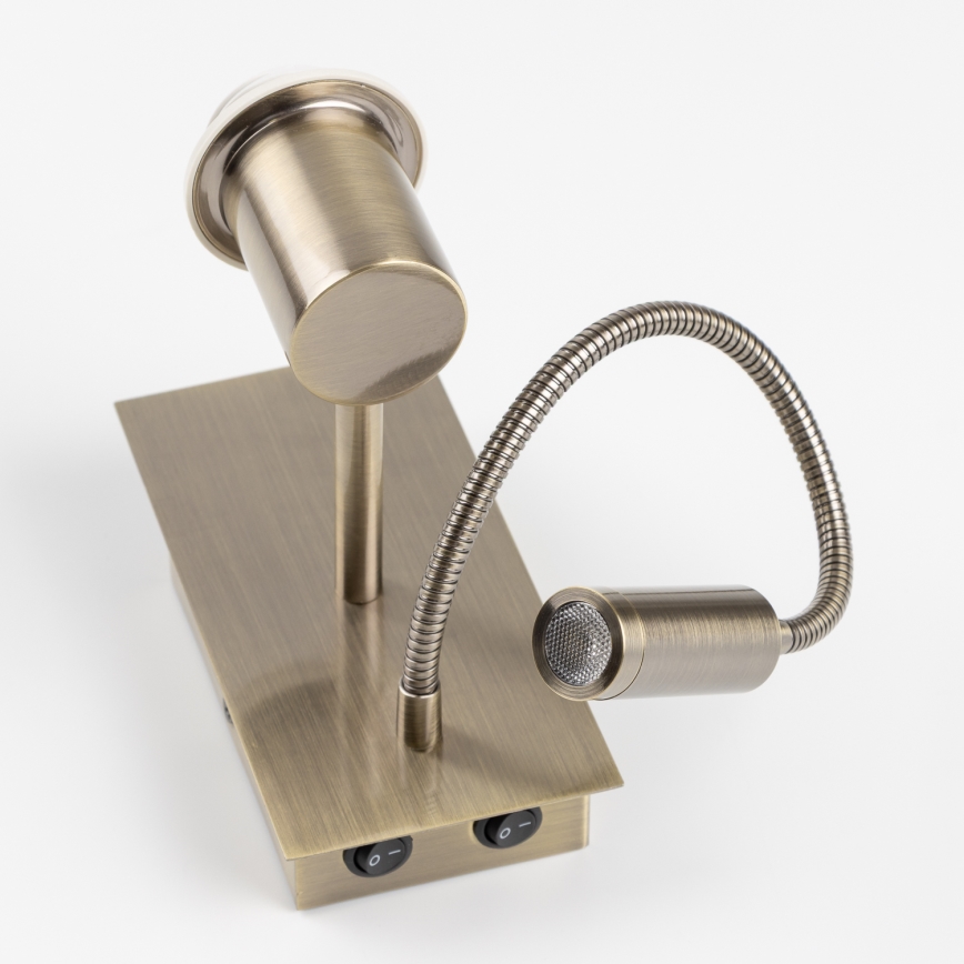 Brilagi - LED Candeeiro de parede flexível NUBILA 1xE27/25W/230V + LED/3W latão/cinzento