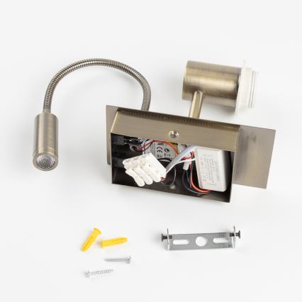 Brilagi - LED Candeeiro de parede flexível NUBILA 1xE27/25W/230V + LED/3W latão/verde