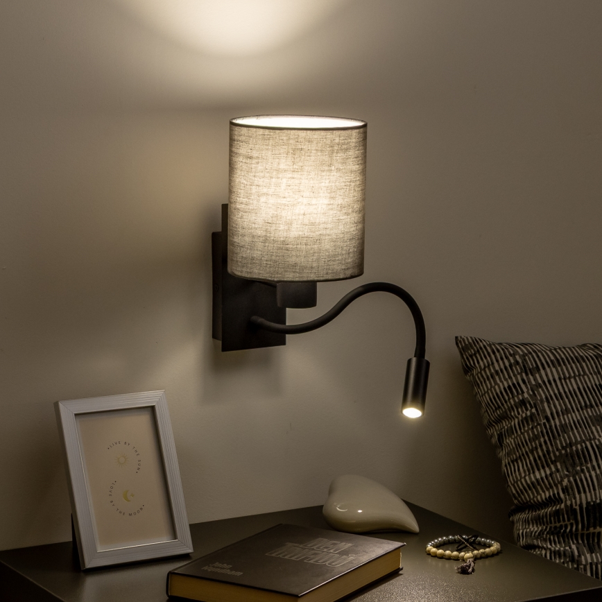 Brilagi - LED Candeeiro de parede flexível NUBILA 1xE27/25W/230V + LED/3W preto/antracite