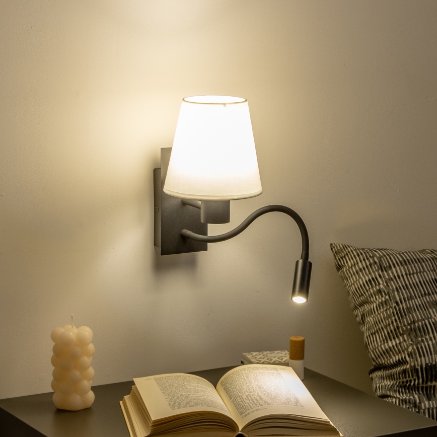 Brilagi - LED Candeeiro de parede flexível NUBILA 1xE27/25W/230V + LED/3W preto/branco