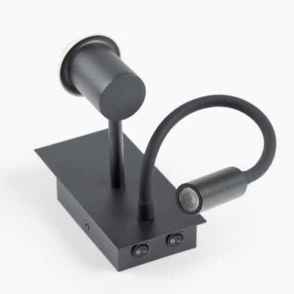 Brilagi - LED Candeeiro de parede flexível NUBILA 1xE27/25W/230V + LED/3W preto/branco