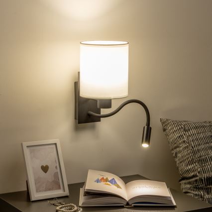 Brilagi - LED Candeeiro de parede flexível NUBILA 1xE27/25W/230V + LED/3W preto/branco