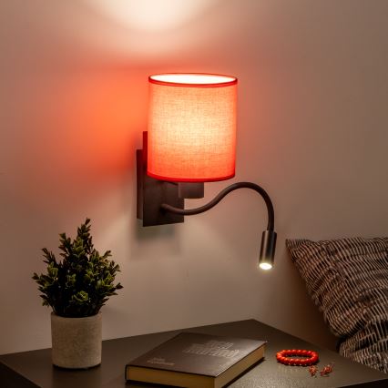 Brilagi - LED Candeeiro de parede flexível NUBILA 1xE27/25W/230V + LED/3W preto/vermelho