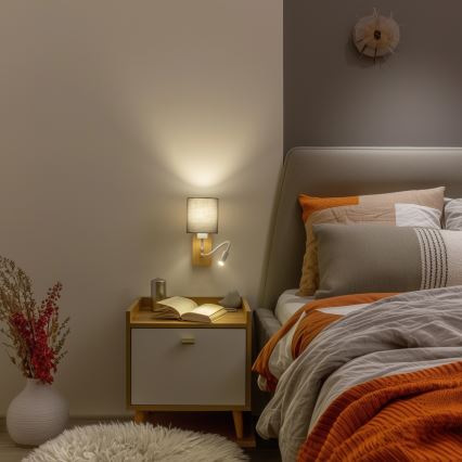 Brilagi - LED Candeeiro de parede flexível NUBILA WOOD 1xE27/25W/230V + LED/3W carvalho/antracite