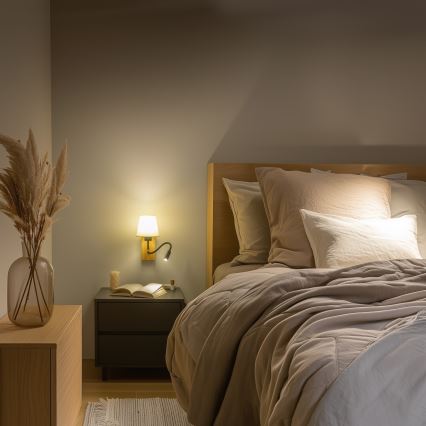 Brilagi - LED Candeeiro de parede flexível NUBILA WOOD 1xE27/25W/230V + LED/3W carvalho/branco