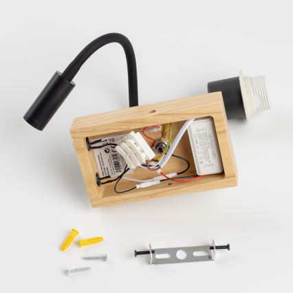 Brilagi - LED Candeeiro de parede flexível NUBILA WOOD 1xE27/25W/230V + LED/3W carvalho/branco