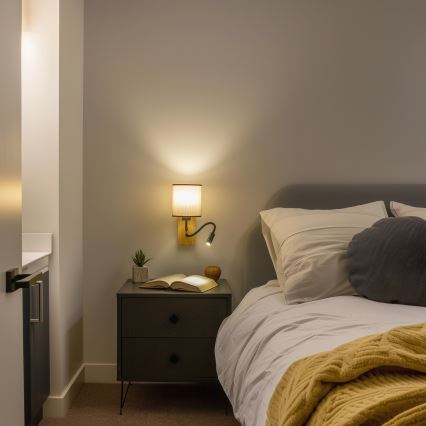 Brilagi - LED Candeeiro de parede flexível NUBILA WOOD 1xE27/25W/230V + LED/3W carvalho/castanho