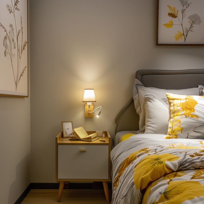 Brilagi - LED Candeeiro de parede flexível NUBILA WOOD 1xE27/25W/230V + LED/3W carvalho/castanho