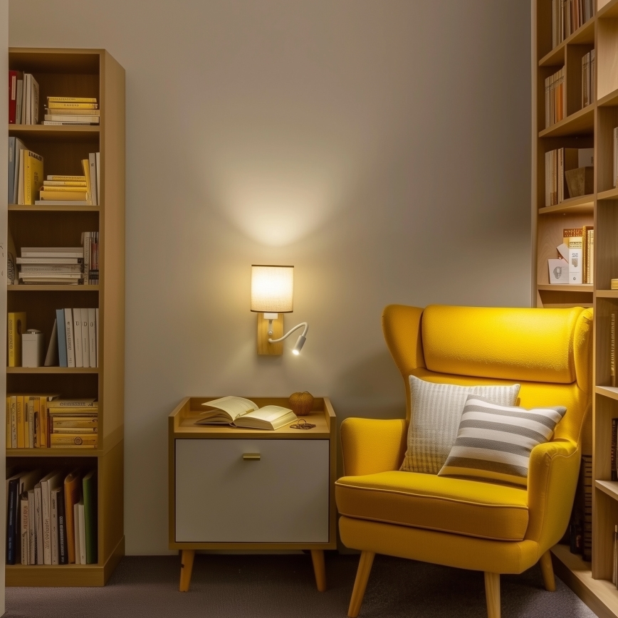 Brilagi - LED Candeeiro de parede flexível NUBILA WOOD 1xE27/25W/230V + LED/3W carvalho/castanho