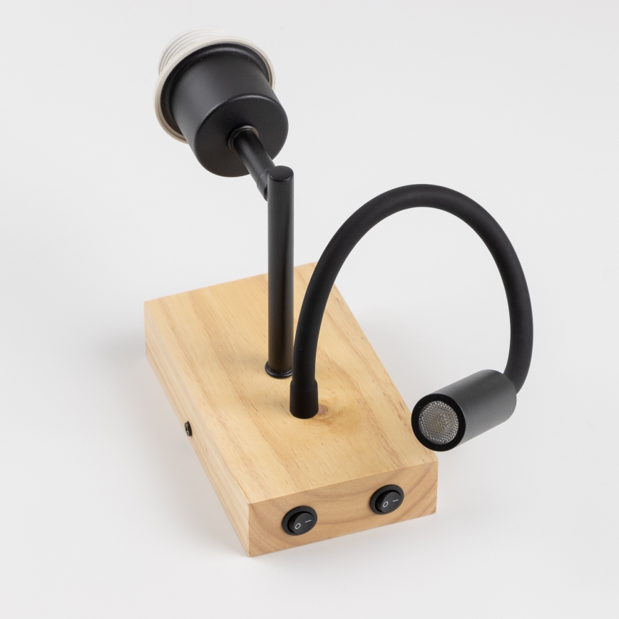 Brilagi - LED Candeeiro de parede flexível NUBILA WOOD 1xE27/25W/230V + LED/3W carvalho/cinzento