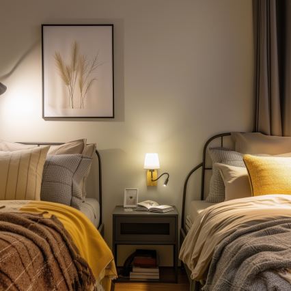 Brilagi - LED Candeeiro de parede flexível NUBILA WOOD 1xE27/25W/230V + LED/3W carvalho/creme