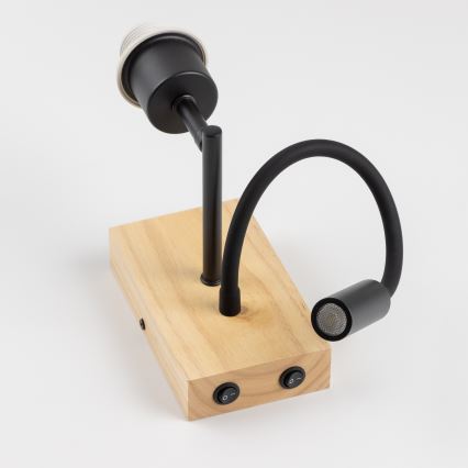 Brilagi - LED Candeeiro de parede flexível NUBILA WOOD 1xE27/25W/230V + LED/3W carvalho/creme