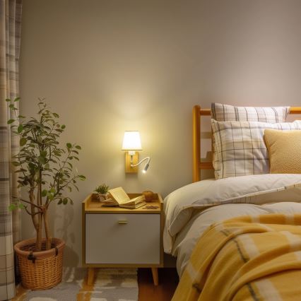 Brilagi - LED Candeeiro de parede flexível NUBILA WOOD 1xE27/25W/230V + LED/3W carvalho/creme