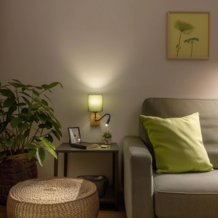 Brilagi - LED Candeeiro de parede flexível NUBILA WOOD 1xE27/25W/230V + LED/3W carvalho/verde