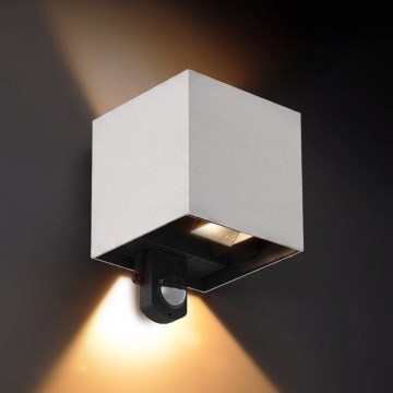 Brilagi - Candeeiro de parede LED para exterior com sensor CUBE, 6W, 230V, cinzento, IP65