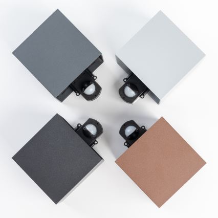 BRILAGI - Candeeiro de parede LED para exterior com sensor CUBE, 6W, 230V, cinzento, IP65