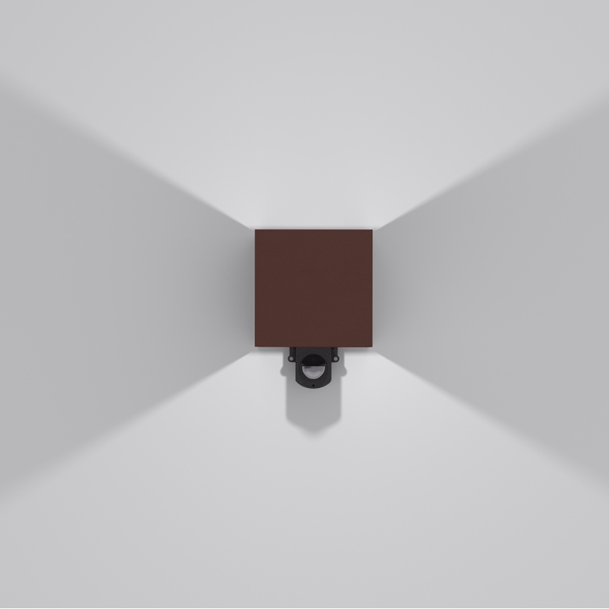 Brilagi - Candeeiro de parede LED para exterior com sensor CUBE LED/6W/230V castanho IP65
