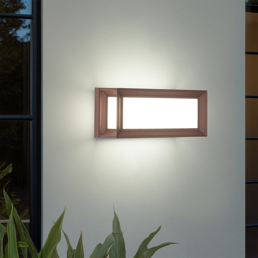 Brilagi - Aplique de parede LED para exterior com sensor PARKER LED/12W/230V castanho IP44