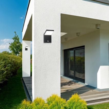 Brilagi - Aplique de parede exterior LED com sensor RIANO LED/8W/230V antracite IP65