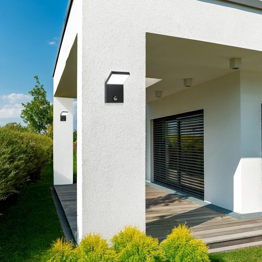 Brilagi - Aplique de parede exterior LED com sensor RIANO LED/8W/230V antracite IP65