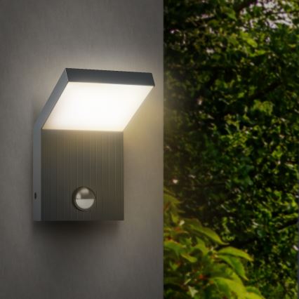 Brilagi - Aplique de parede exterior LED com sensor RIANO LED/8W/230V antracite IP65