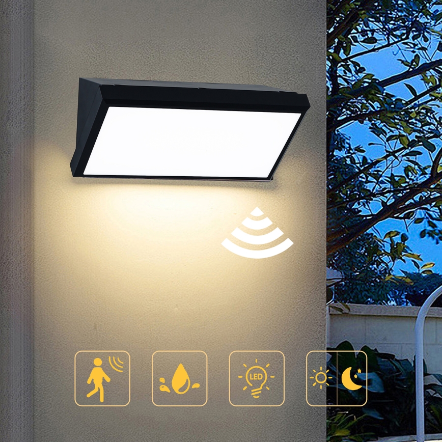 Brilagi - Aplique de parede exterior LED com sensor TRIANGLE LED/20W/230V, preto, IP65