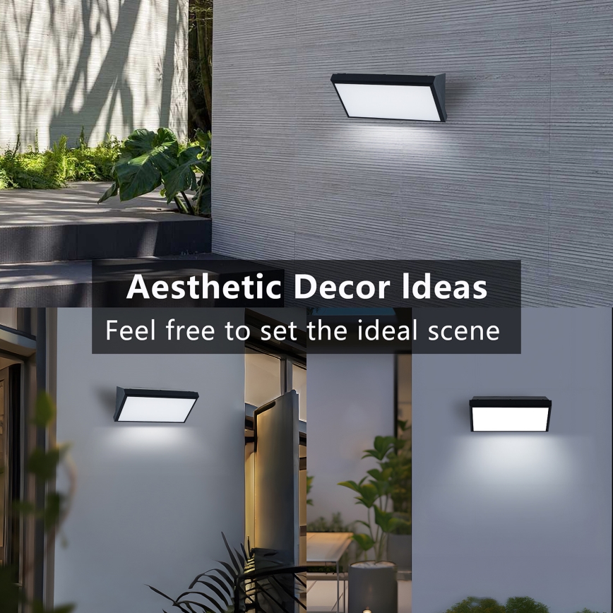 Brilagi - Aplique de parede exterior LED com sensor TRIANGLE LED/20W/230V, preto, IP65
