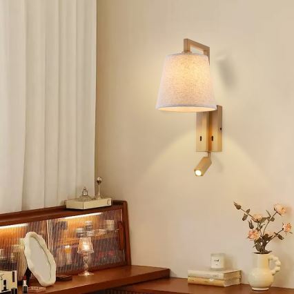 Brilagi - Candeeiro de parede LED RAYA 1xE14/40W/230V + LED/3W linho/bege