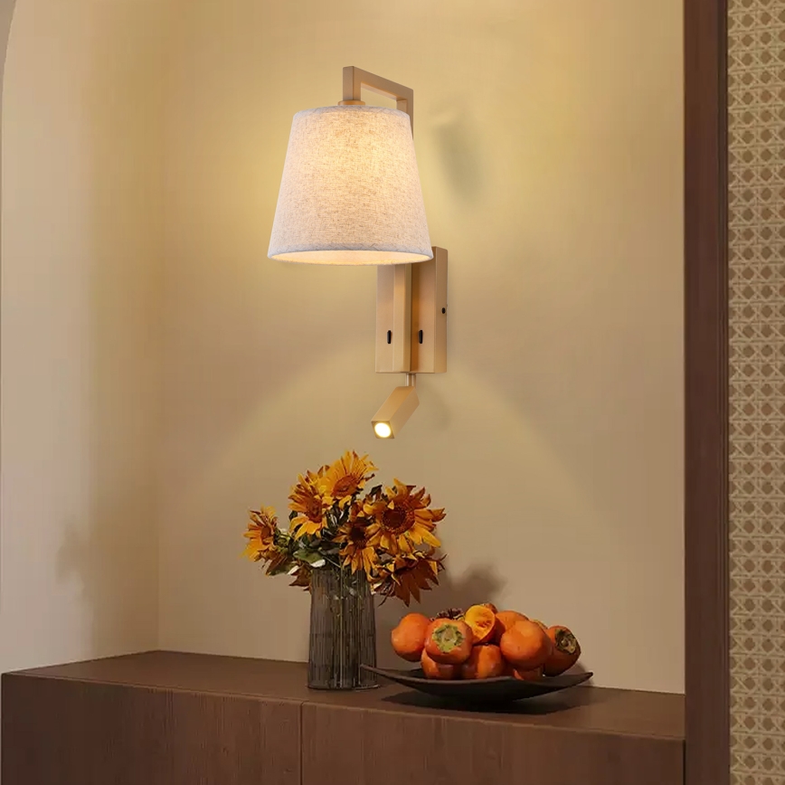 Brilagi - Candeeiro de parede LED RAYA 1xE14/40W/230V + LED/3W linho/bege