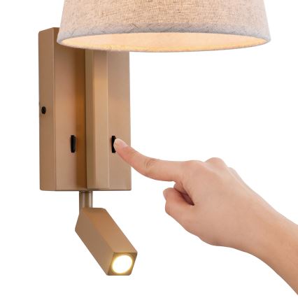 Brilagi - Candeeiro de parede LED RAYA 1xE14/40W/230V + LED/3W linho/bege