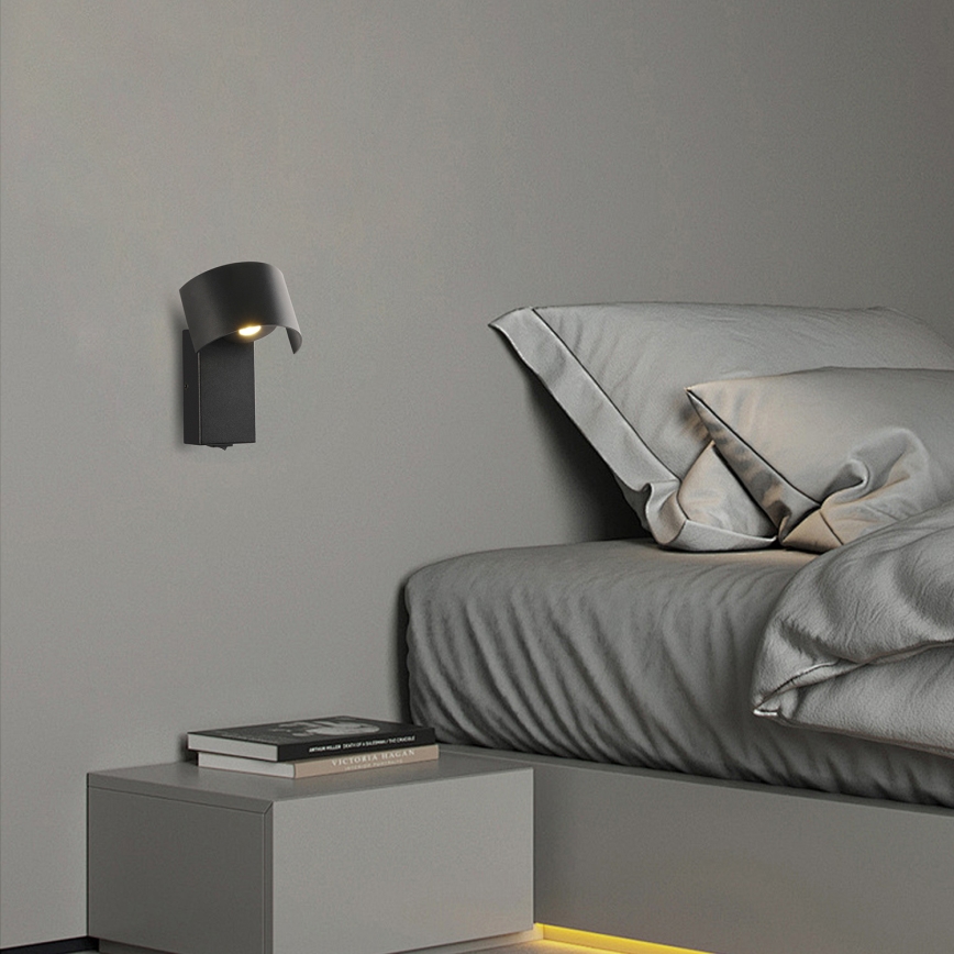 Brilagi - Candeeiro de parede LED VASTO LED/3W/230V preto