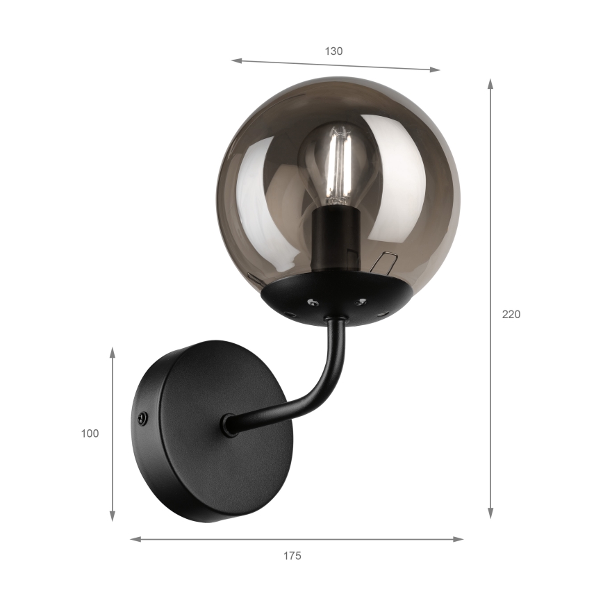 Brilagi - Candeeiro de parede MALIVA 1xE14/15W/230V preto/fumê