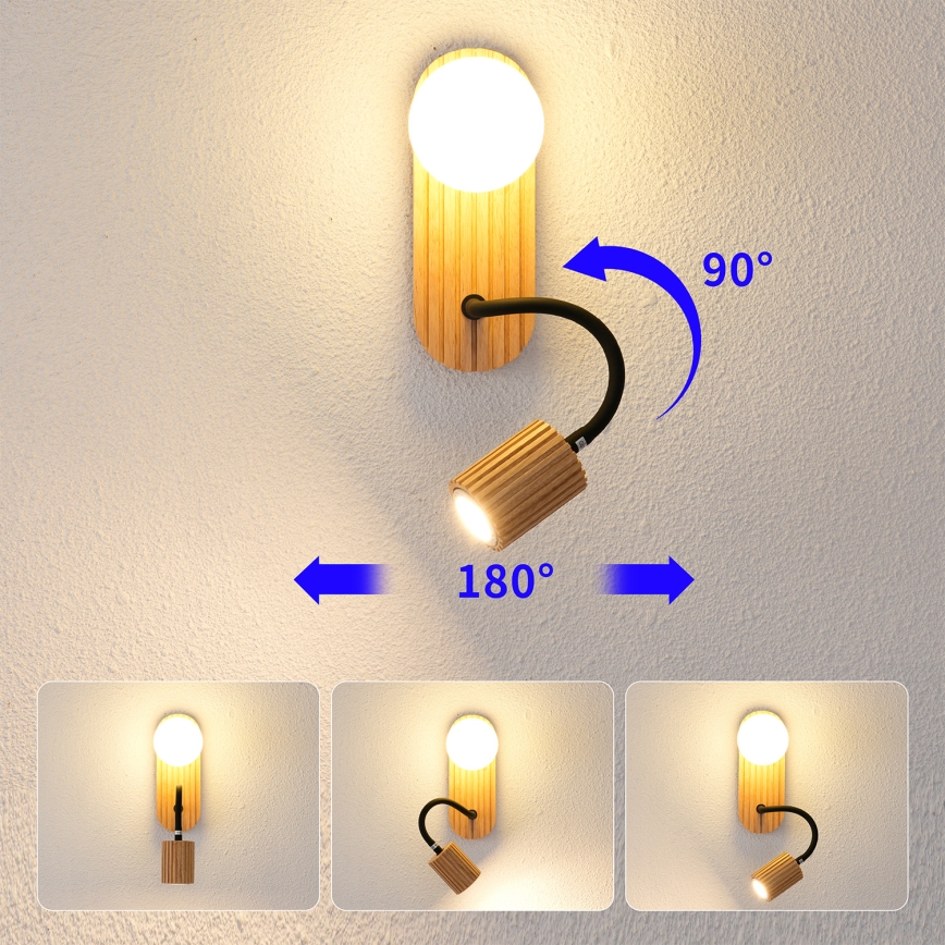 Brilagi - Candeeiro de parede MODERN WOOD 1xG9/5W/230V + 1xGU10/8W em madeira