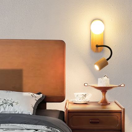 Brilagi - Candeeiro de parede MODERN WOOD 1xG9/5W/230V + 1xGU10/8W em madeira