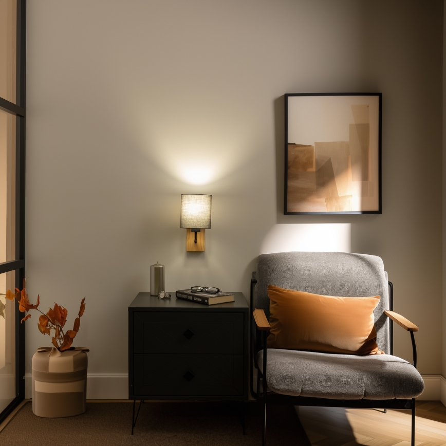 Brilagi - Candeeiro de parede NUBILA WOOD 1xE27/25W/230V carvalho/antracite