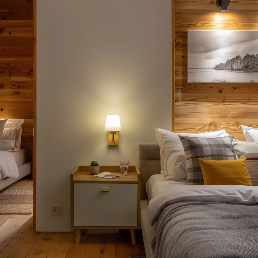 Brilagi - Candeeiro de parede NUBILA WOOD 1xE27/25W/230V carvalho/branco