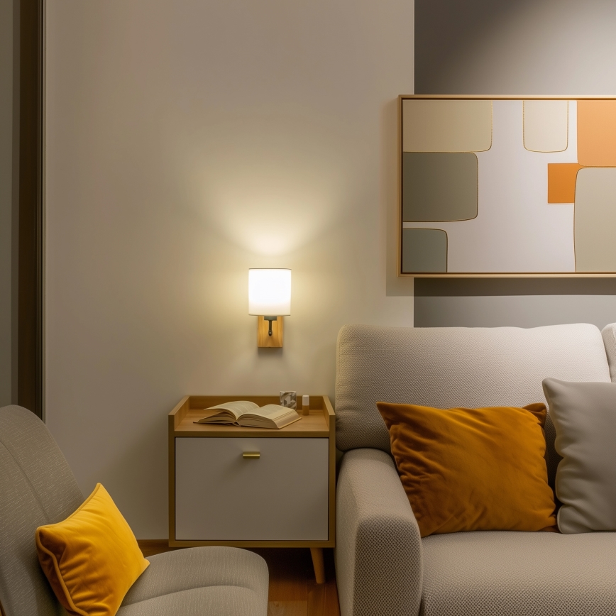 Brilagi - Candeeiro de parede NUBILA WOOD 1xE27/25W/230V carvalho/branco