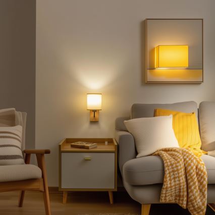 Brilagi - Candeeiro de parede NUBILA WOOD 1xE27/25W/230V carvalho/castanho claro