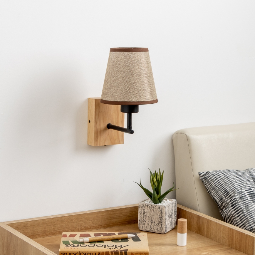 Brilagi - Candeeiro de parede NUBILA WOOD 1xE27/25W/230V carvalho/castanho