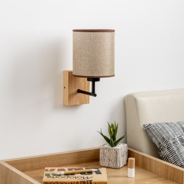 Brilagi - Candeeiro de parede NUBILA WOOD 1xE27/25W/230V carvalho/castanho