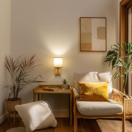 Brilagi - Candeeiro de parede NUBILA WOOD 1xE27/25W/230V carvalho/castanho