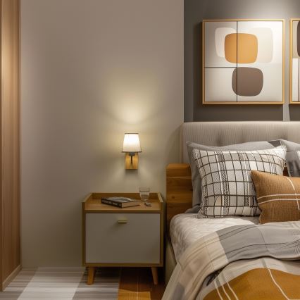 Brilagi - Candeeiro de parede NUBILA WOOD 1xE27/25W/230V carvalho/cinzento