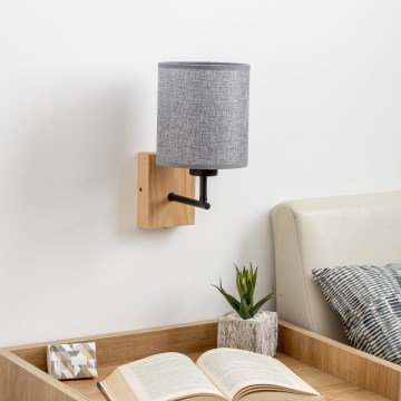 Brilagi - Candeeiro de parede NUBILA WOOD 1xE27/25W/230V carvalho/cinzento