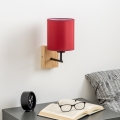 Brilagi - Candeeiro de parede NUBILA WOOD 1xE27/25W/230V carvalho/Pompeiano vermelho