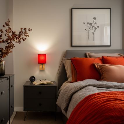 Brilagi - Candeeiro de parede NUBILA WOOD 1xE27/25W/230V carvalho/Pompeiano vermelho