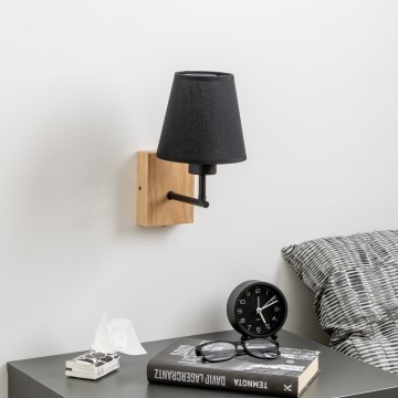 Brilagi - Candeeiro de parede NUBILA WOOD 1xE27/25W/230V carvalho/preto