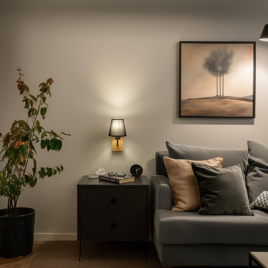 Brilagi - Candeeiro de parede NUBILA WOOD 1xE27/25W/230V carvalho/preto